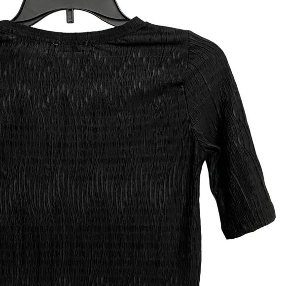 NWT Zara Short Sleeve Crinkled Textured Shirt Top Size S Black Geometric Pattern - Picture 10 of 13